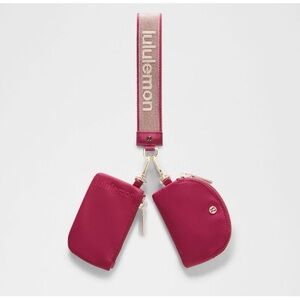 Lululemon Dual Puch Wristlet Metallic Wordmark Berry Rumble